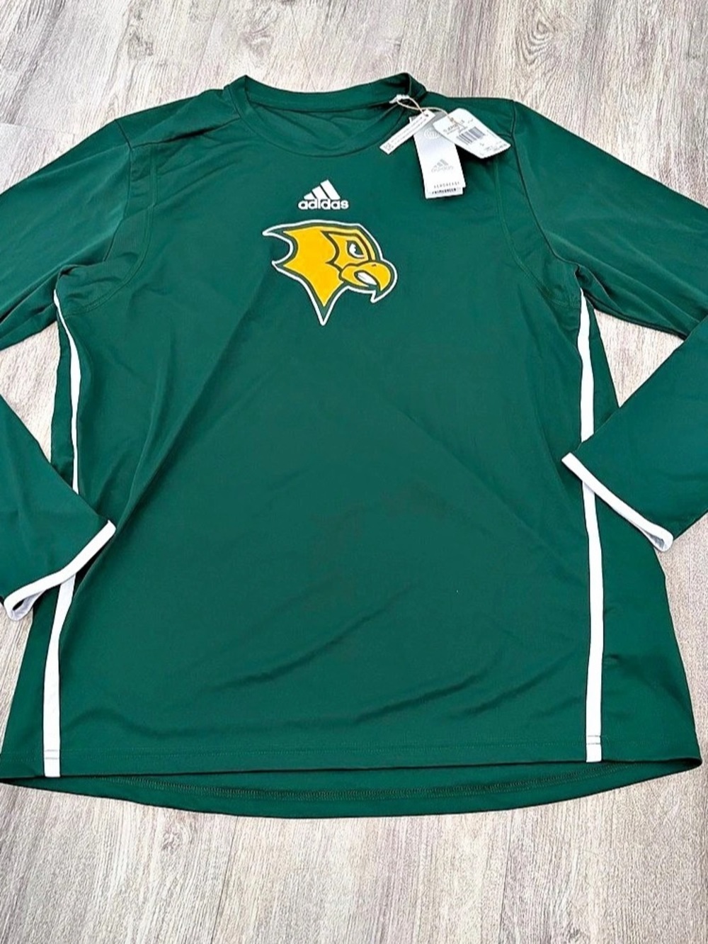 Adidas Aeroready Men's Dri Fit Long Sleeve Shirt Green Stripe L jersey Athletic